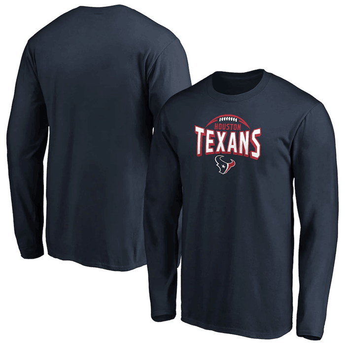 Men's Navy Houston Texans Clamp Down Long Sleeve T-Shirt